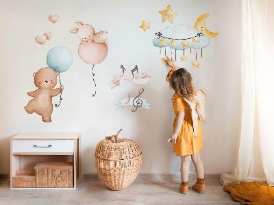 Muurstickers 130x193 Ballondieren in een pastelkleurige lucht