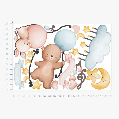 Muurstickers 130x193 Ballondieren in een pastelkleurige lucht