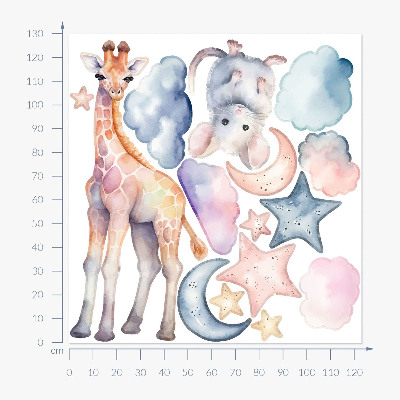 Muurstickers 130x123 Nachtelijke wonderen van de natuur in pastelkleurige aquarelstijl