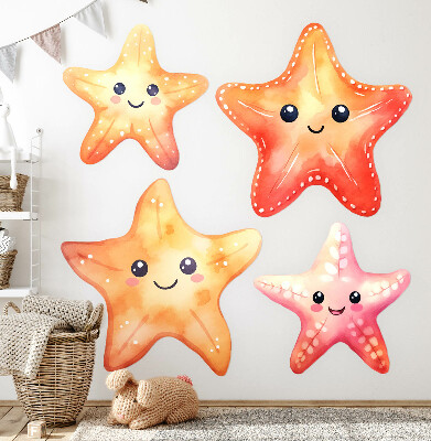 Muurstickers 130x141 Vrolijke pastelkleurige zeester in aquarelstijl