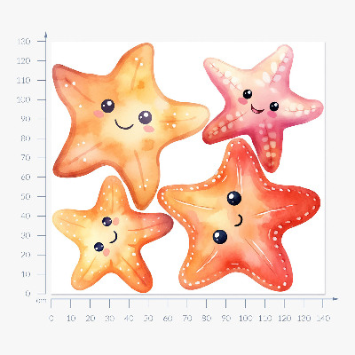 Muurstickers 130x141 Vrolijke pastelkleurige zeester in aquarelstijl