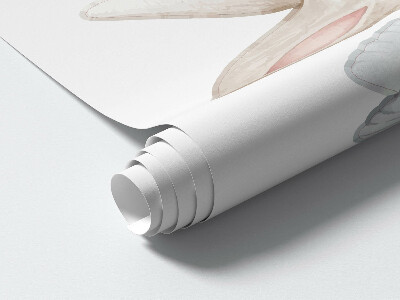 Muurstickers 130x164 Pastelkleurige ballonkonijntjes in boho-stijl