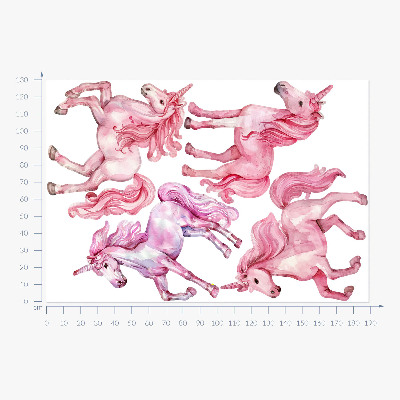 Muurstickers 130x189 Pastel aquarel paarden en eenhoorns
