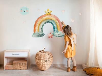 Muurstickers 130x143 Pastelkleurige regenboog met sterren in de natuur