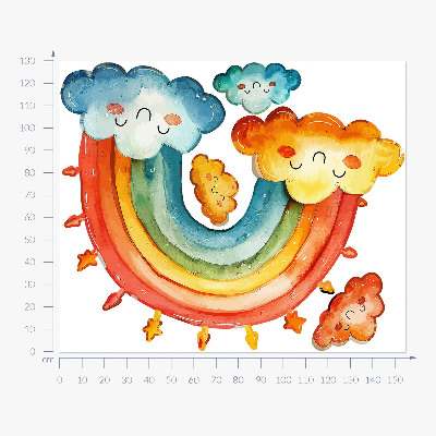 Muurstickers 130x155 Kleurrijke wolken en regenboog aquarellucht