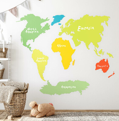 Muurstickers 130x188 Pastelkleurige kaart van continenten, grafische illustratie