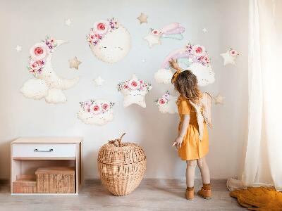 Muurstickers 130x180 Bloemenlucht in een aquarel boho-stijl