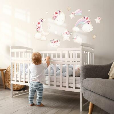 Muurstickers 130x180 Bloemenlucht in een aquarel boho-stijl