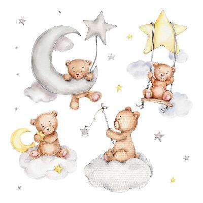 Muurstickers 130x230 Teddyberen in een pastelkleurige lucht aquarel