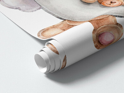 Muurstickers 130x230 Teddyberen in een pastelkleurige lucht aquarel