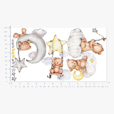 Muurstickers 130x230 Teddyberen in een pastelkleurige lucht aquarel