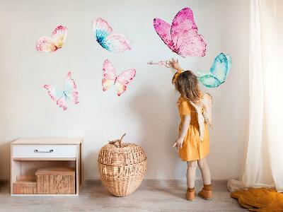 Muurstickers 130x209 Sleutel met pastelkleurige vlinders in aquarelstijl