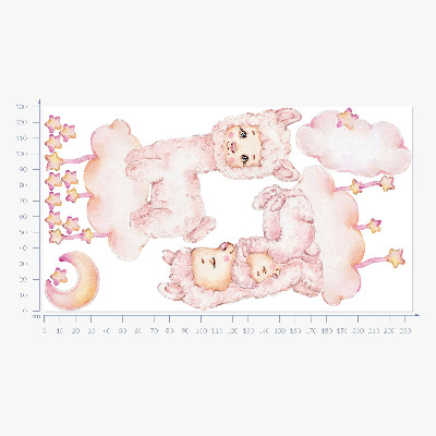 Muurstickers 130x234 Pastelschaapjes op wolken en sterren