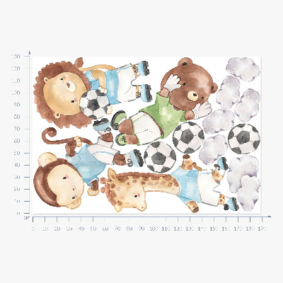 Muurstickers 130x189 Sportieve dieren in aquarelstijl met een bal