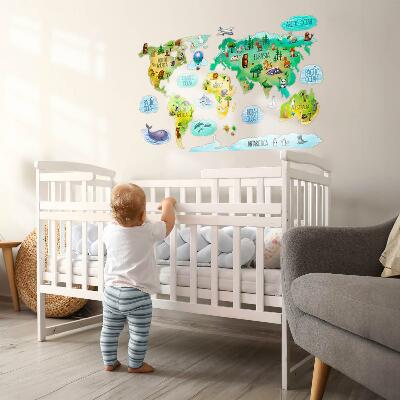 Muurstickers 130x203 Kleurrijke wereldkaart met continenten en natuur