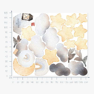 Muurstickers 130x154 Pastel aquarel hemelse natuurmotieven