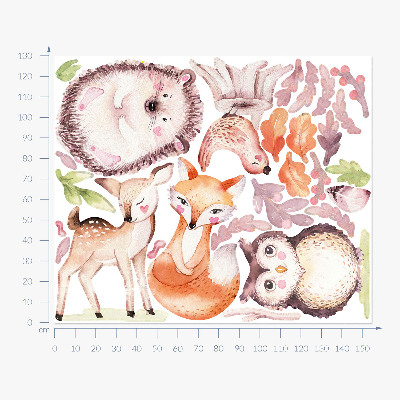 Muurstickers 130x154 Boswezens in pastelwaterverf