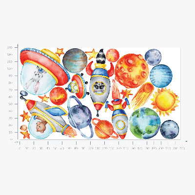 Muurstickers 130x227 Kleurrijke dieren in een aquarelruimte