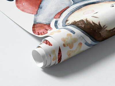 Muurstickers 130x223 Kleine kosmonauten in pastelkleurige ruimte