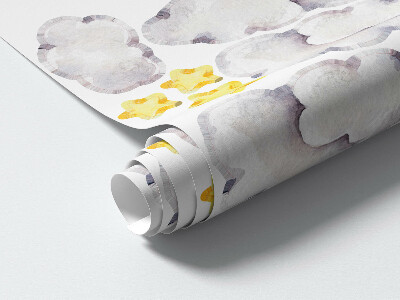 Muurstickers 130x206 Dieren in de wolken in aquarelstijl