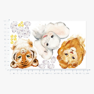 Muurstickers 130x206 Dieren in de wolken in aquarelstijl