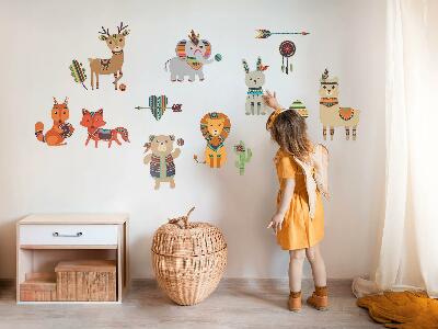 Muurstickers 130x157 Boho dieren pastel illustraties