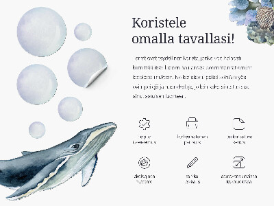 Muurstickers 130x134 Een sprookjesachtige zeewereld met tekenfilmdieren