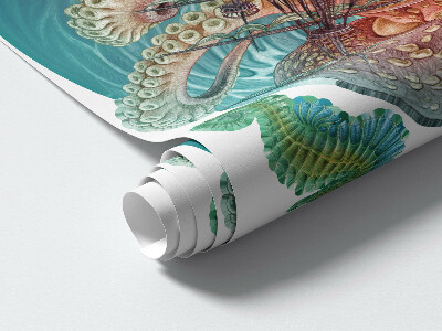 Muurstickers 130x151 De sprookjesachtige zeewereld van octopussen en schepen