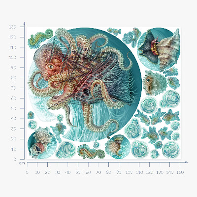 Muurstickers 130x151 De sprookjesachtige zeewereld van octopussen en schepen