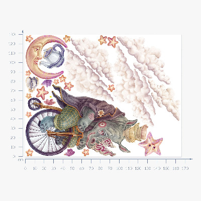 Muurstickers 130x166 De pastelkleurige dierenwereld in tekenfilmvorm