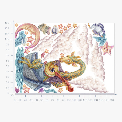 Muurstickers 130x184 Pastelkleurige dieren in cartoonstijl