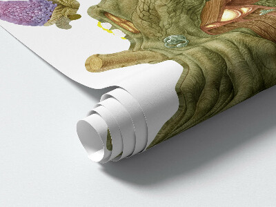 Muurstickers 130x172 Bosfeeënwezens en pastelkleurig huis