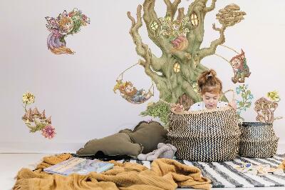 Muurstickers 130x209 Bosmagie: Feeënkabouters en een pastelkleurig huis