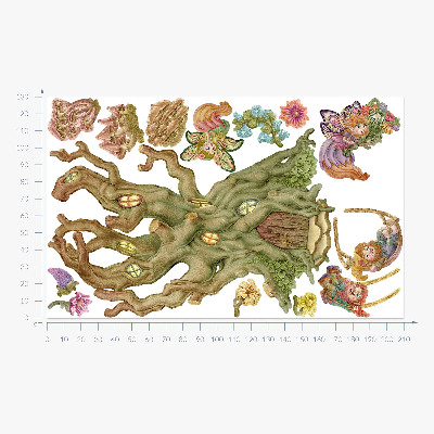 Muurstickers 130x209 Bosmagie: Feeënkabouters en een pastelkleurig huis