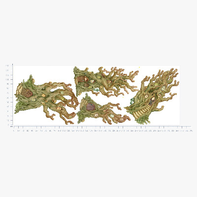 Muurstickers 130x365 Charmante bosboomhutten in pastelstijl