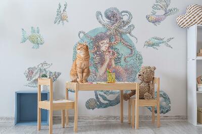 Muurstickers 130x145 Een zeemeermin in pastelstijl