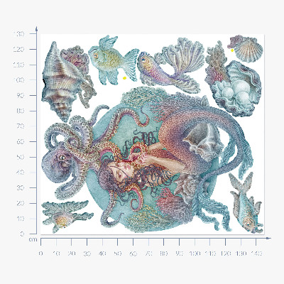 Muurstickers 130x145 Een zeemeermin in pastelstijl