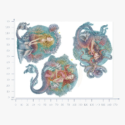 Muurstickers 130x166 Onderwatersprookjes met kleine zeemeerminnen in pastel