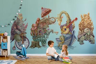 Muurstickers 130x171 Pasteltekeningen van magische dieren