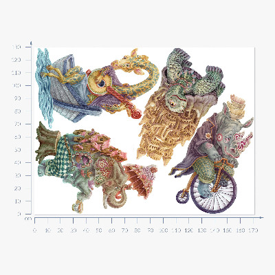 Muurstickers 130x171 Pasteltekeningen van magische dieren