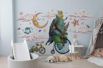 Muurstickers 60x80 Een betoverd dierenrijk in tekenfilmstijl