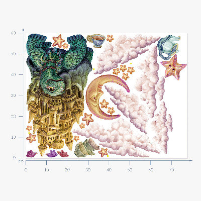 Muurstickers 60x78 Dierenfantasieën in tekenfilmvorm