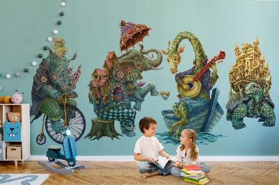 Muurstickers 60x73 Dieren in een magische cartoonstijl