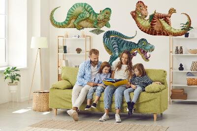Muurstickers 60x90 Dinosaurussen in een vrolijke tekenfilmversie