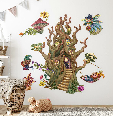 Muurstickers 60x80 Boswezens, feeën, kabouters en een boomhut