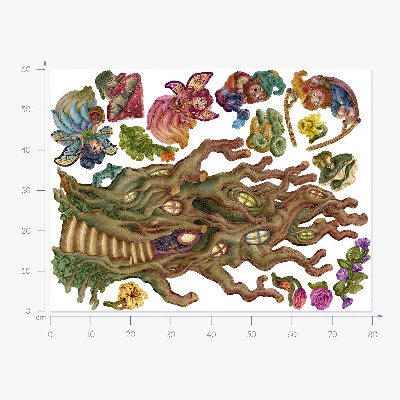 Muurstickers 60x80 Boswezens, feeën, kabouters en een boomhut