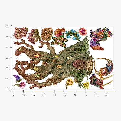 Muurstickers 60x96 Magische boswezens en een boomhut