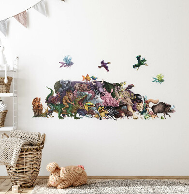 Muurstickers 60x104 Tekenfilmdieren uit de magische wereld