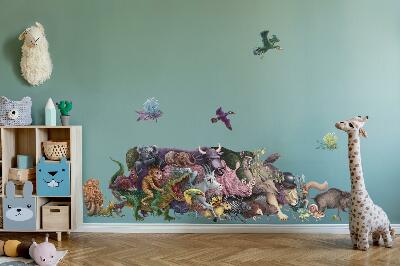 Muurstickers 60x104 Tekenfilmdieren uit de magische wereld