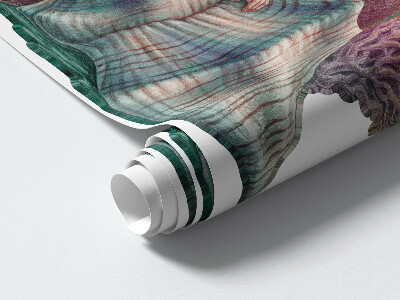 Muurstickers 60x53 Een zeemeermin tussen de schelpen van onderwaterverhalen